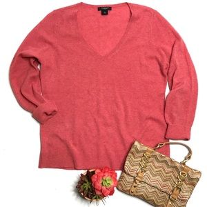 Ann Taylor Coral V-Neck Sweater
